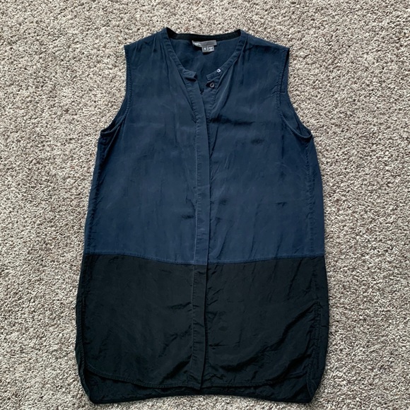 Vince Silk Colour Block Button Up Sleeveless Blouse - Picture 1 of 11
